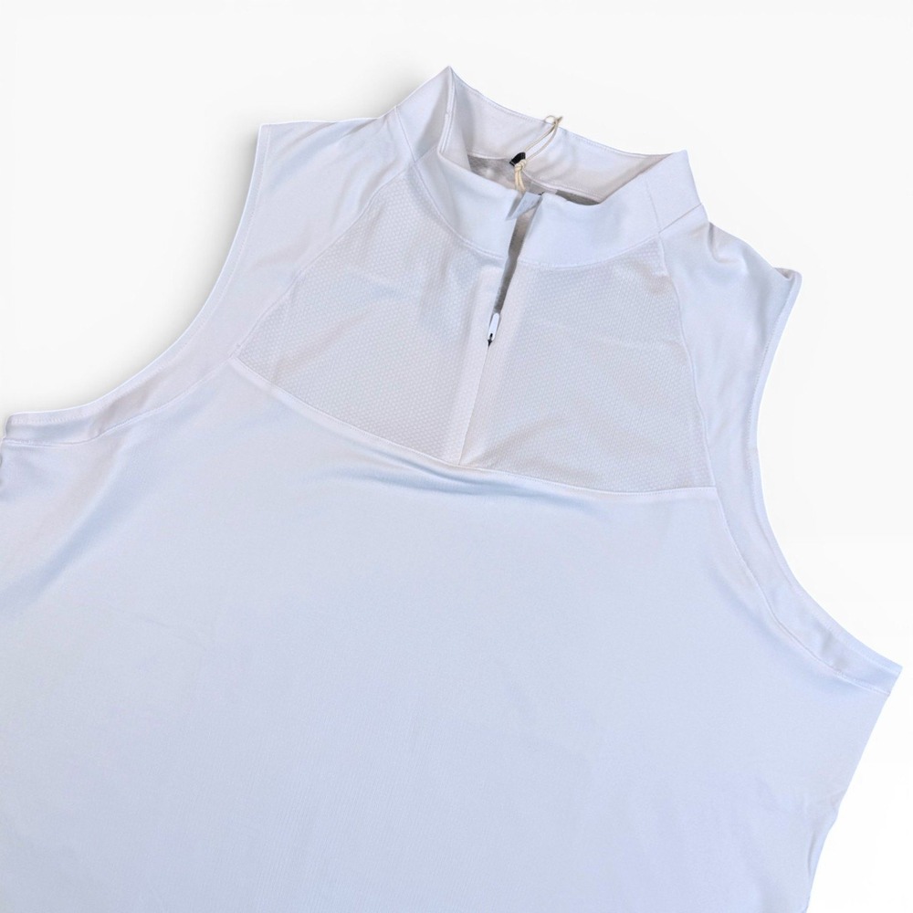 ADIDAS Ultimate365 Zip Sleeveless Mock Polo Womens XL White Active Golf Top